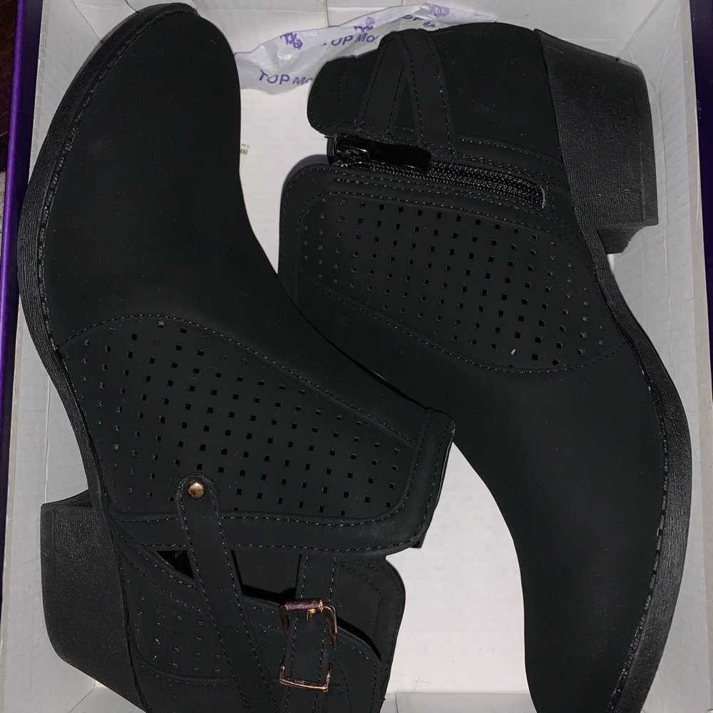 Black Buckled Ankle Boots